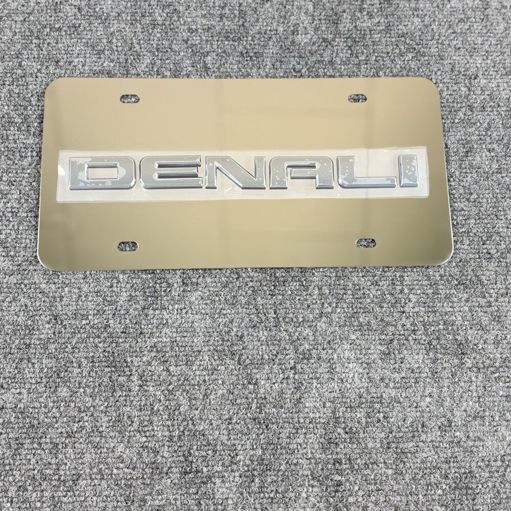 GMC Denali License Plate Chrome 3D Letters Mirror Stainless Steel Vanity Tag New